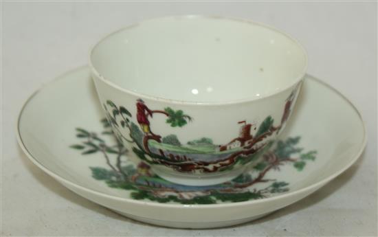 An early Worcester Les Garcon Chinois tea bowl and saucer, c.1760, saucer 11.9cm